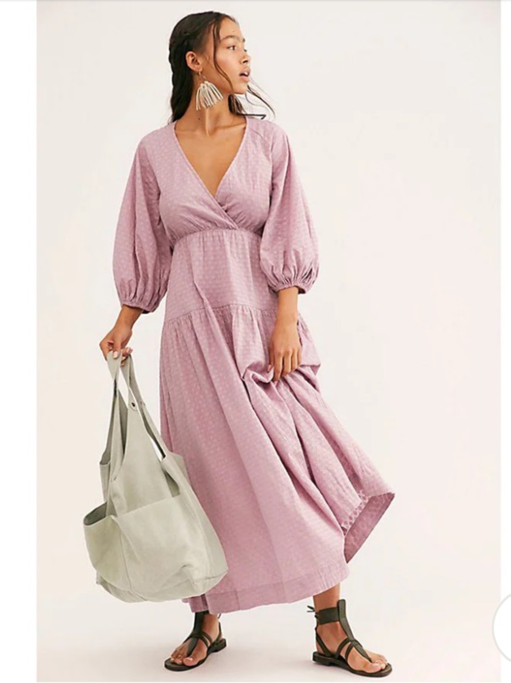 Free People Like Air Midi Dress in Mauve